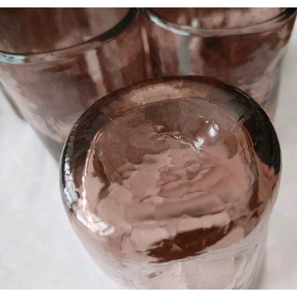 Set of 6 HANDBLOWN Amethyst Thumbprint Tumbler Glasses VGC - Picture 3 of 8